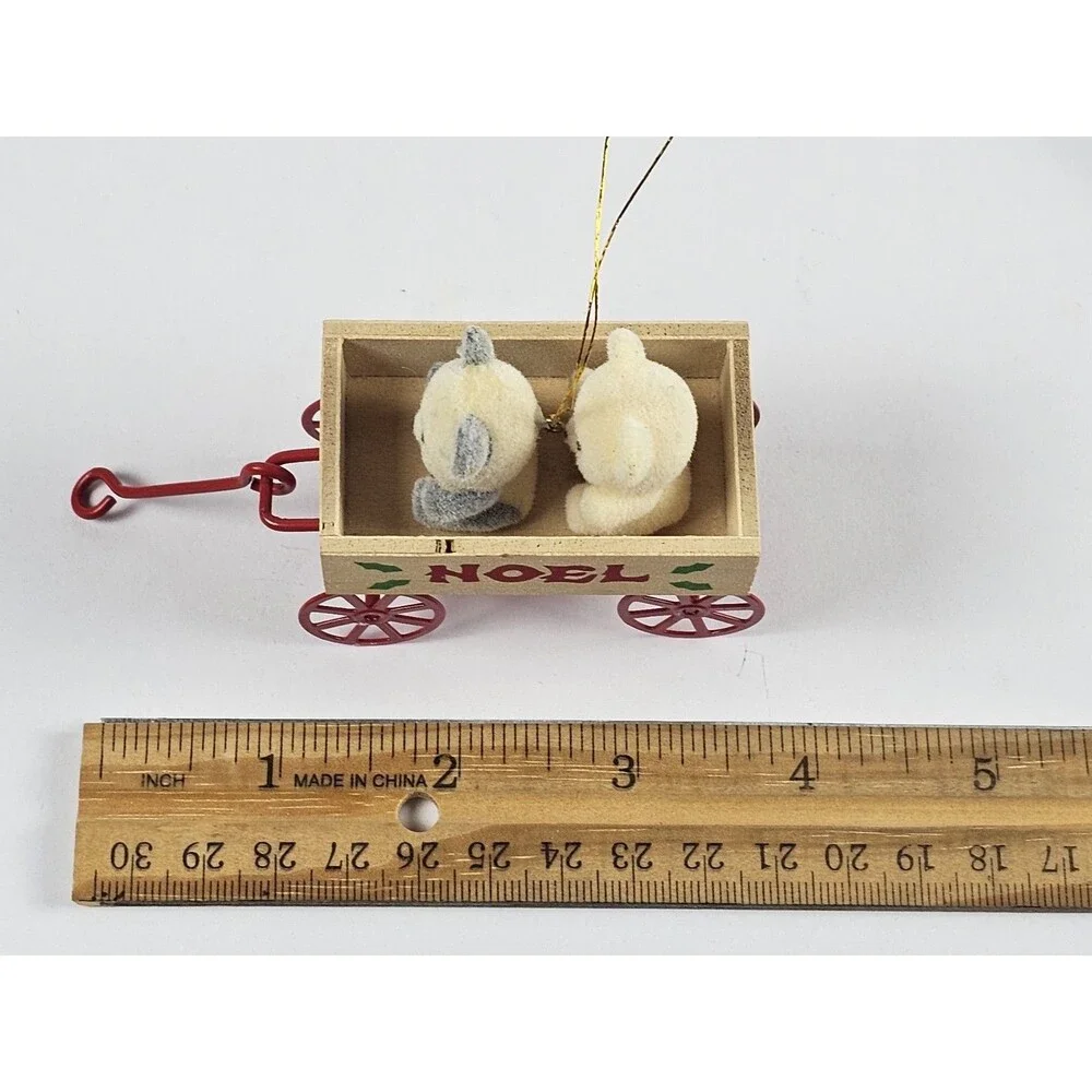 Vintage Avon Teddies in Wagon Christmas Tree Ornament - Holiday Decor